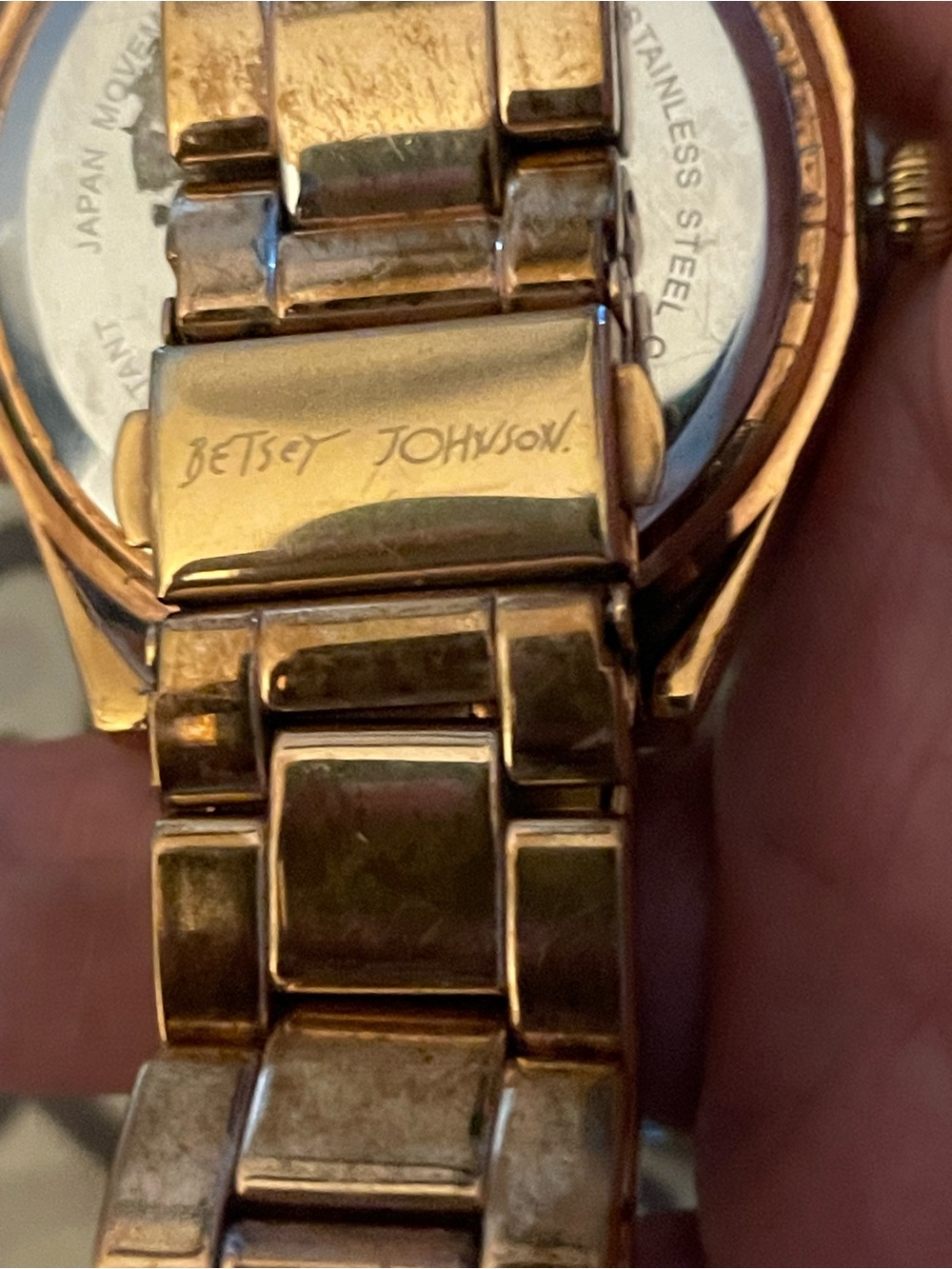 Betsey Johnson Rose Gold Tone Watch with Pink Dial and Crystal Bezel - Picture 5 of 5